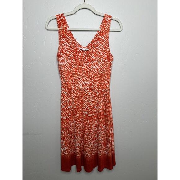 Athleta Size XS Orange & White Reef Print Sleeveless tank Dress Starfish Jersey - Picture 1 of 9